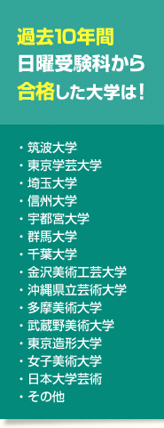 過去10年間日曜受験科から合格した大学は！