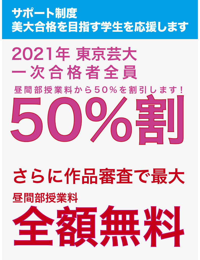 芸大一次合格者の授業料50 免除制度 芸大 美大受験のことなら埼玉県さいたま市浦和の美術予備校 彩光舎美術研究所